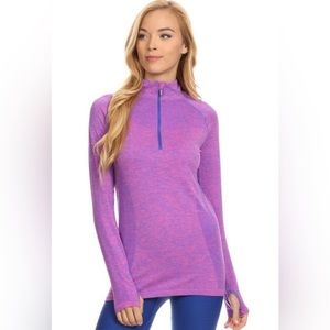 Stella Elyse mock neck zip purple top